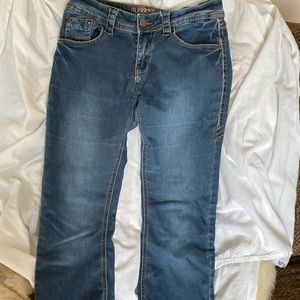Rose Royce, Rubberband stretch lightly faded blue jeans,size 27, 28 grt4riding!